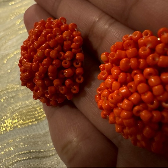 ⚜️3 for $30⚜️ Handcrafted Orange Seed Bead Stud Earring Neon Holiday Vaycay - Picture 8 of 13